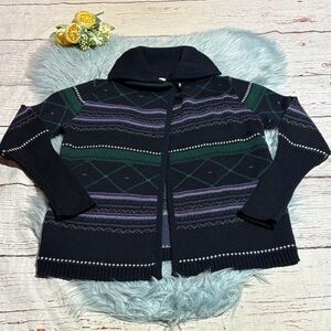 S Woman’s Wool Acrylic Knit Nordic Button Cardigan Sweater sz S